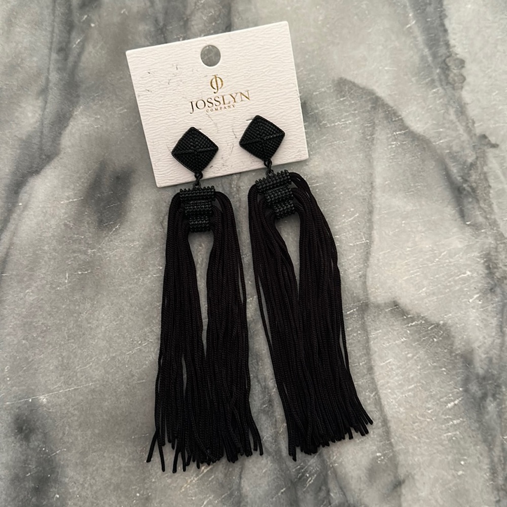 NEW Black Tassel Statement Earrings